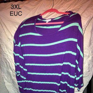 LULAROE IRMA - EUC 3XL PURPLE AND MINT STRIPE